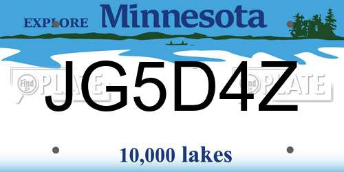 JG5D4Z Minnesota License Plate