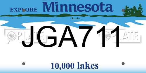 JGA711 Minnesota License Plate