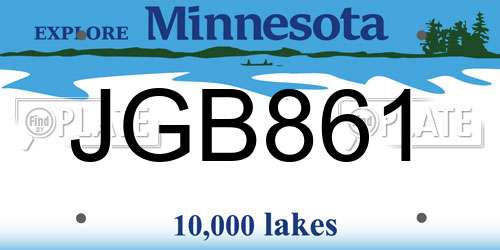 JGB861 Minnesota License Plate