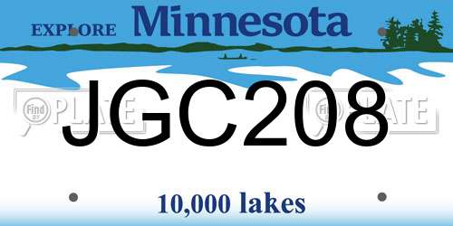 JGC208 Minnesota License Plate
