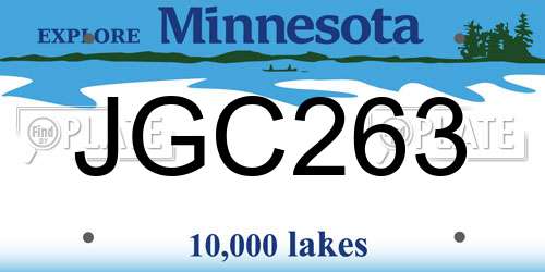 JGC263 Minnesota License Plate