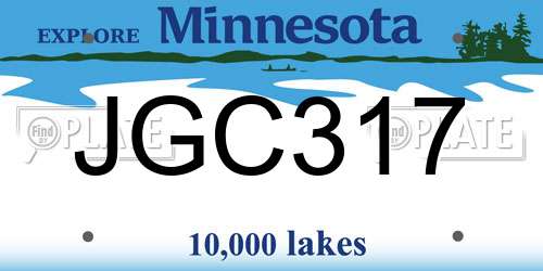JGC317 Minnesota License Plate