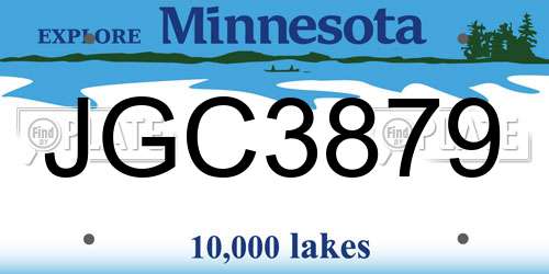 JGC3879 Minnesota License Plate