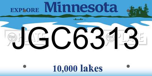 JGC6313 Minnesota License Plate