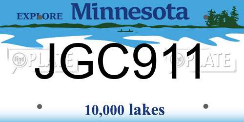 JGC911 Minnesota License Plate