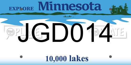 JGD014 Minnesota License Plate