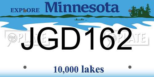 JGD162 Minnesota License Plate