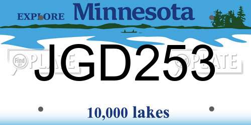 JGD253 Minnesota License Plate
