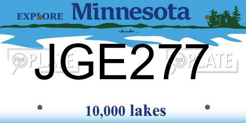 JGE277 Minnesota License Plate