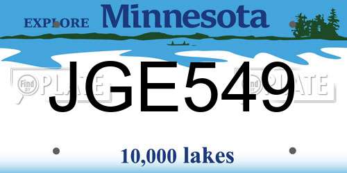 JGE549 Minnesota License Plate