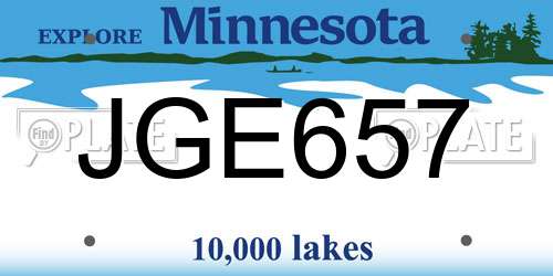 JGE657 Minnesota License Plate