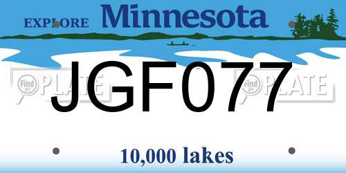 JGF077 Minnesota License Plate