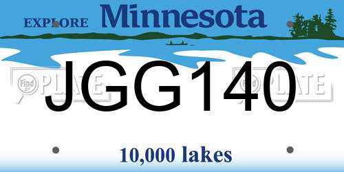 JGG140 Minnesota License Plate