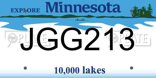 JGG213 Minnesota License Plate