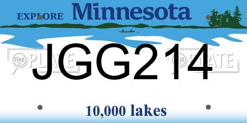 JGG214 Minnesota License Plate