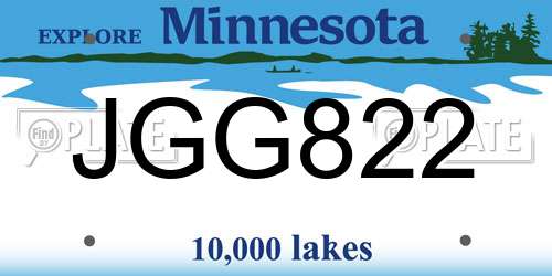 JGG822 Minnesota License Plate