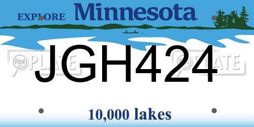 JGH424 Minnesota License Plate