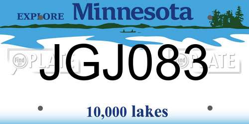 JGJ083 Minnesota License Plate