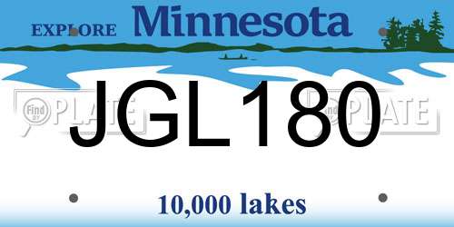 JGL180 Minnesota License Plate