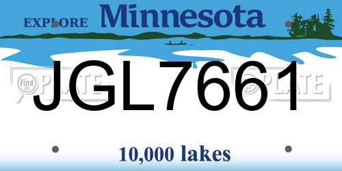 JGL7661 Minnesota License Plate