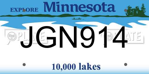 JGN914 Minnesota License Plate