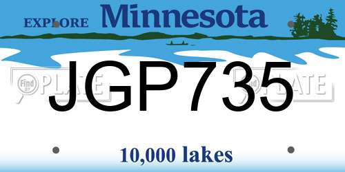 JGP735 Minnesota License Plate