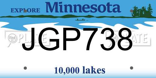 JGP738 Minnesota License Plate