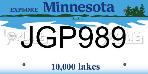 JGP989 Minnesota License Plate