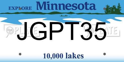 JGPT35 Minnesota License Plate