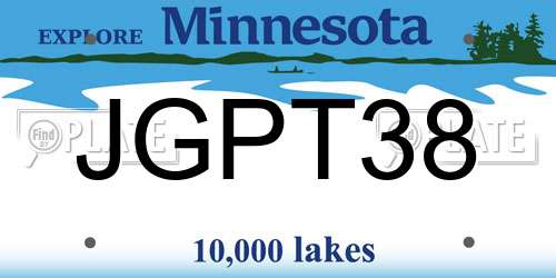 JGPT38 Minnesota License Plate