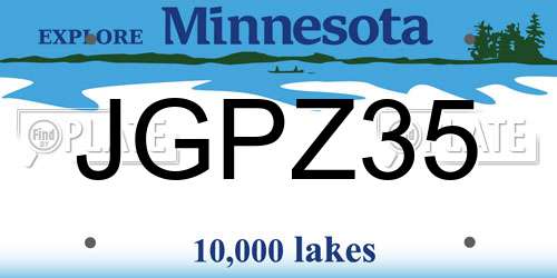 JGPZ35 Minnesota License Plate