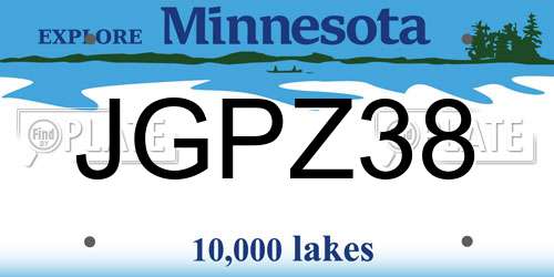 JGPZ38 Minnesota License Plate
