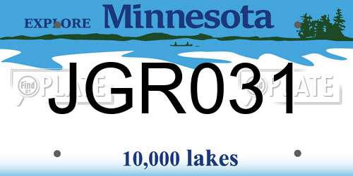 JGR031 Minnesota License Plate