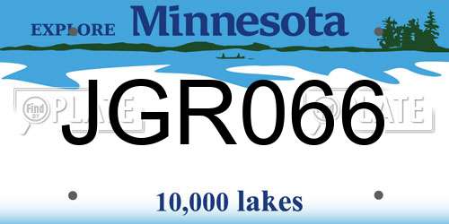 JGR066 Minnesota License Plate