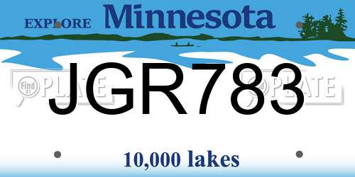 JGR783 Minnesota License Plate