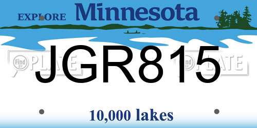 JGR815 Minnesota License Plate