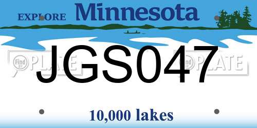 JGS047 Minnesota License Plate