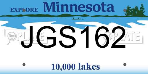 JGS162 Minnesota License Plate