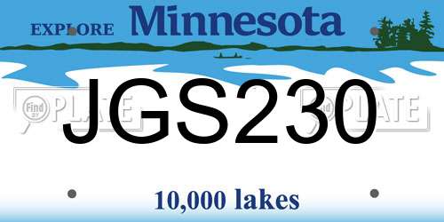 JGS230 Minnesota License Plate