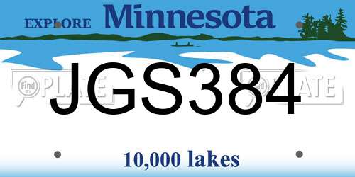JGS384 Minnesota License Plate