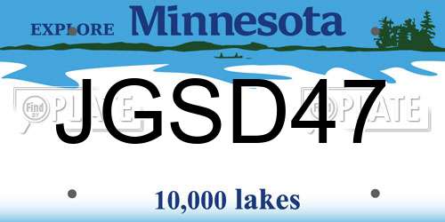 JGSD47 Minnesota License Plate