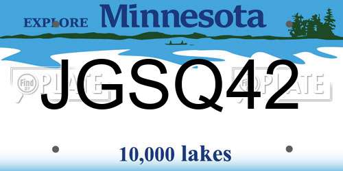 JGSQ42 Minnesota License Plate