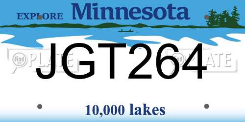JGT264 Minnesota License Plate
