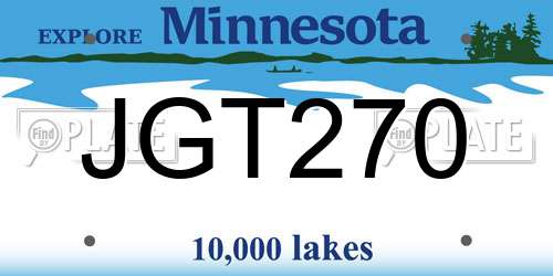 JGT270 Minnesota License Plate