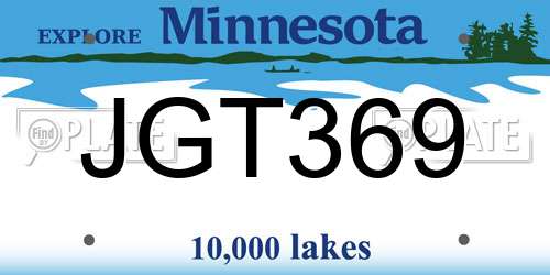JGT369 Minnesota License Plate