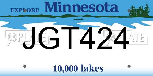 JGT424 Minnesota License Plate