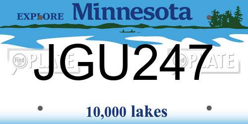 JGU247 Minnesota License Plate