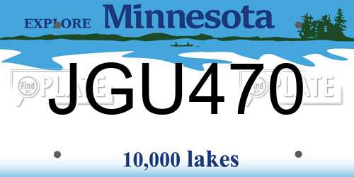 JGU470 Minnesota License Plate