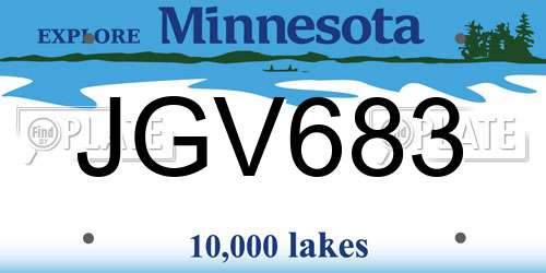 JGV683 Minnesota License Plate