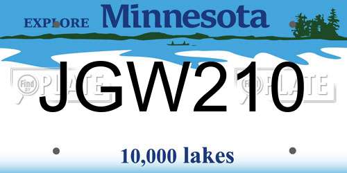 JGW210 Minnesota License Plate